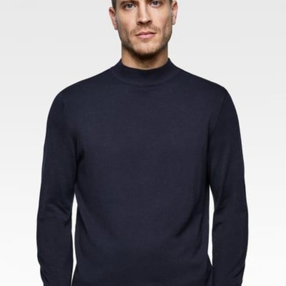 NWT Zara Mock-neck Sweater in Navy Blue- Small - Picture 1 of 8